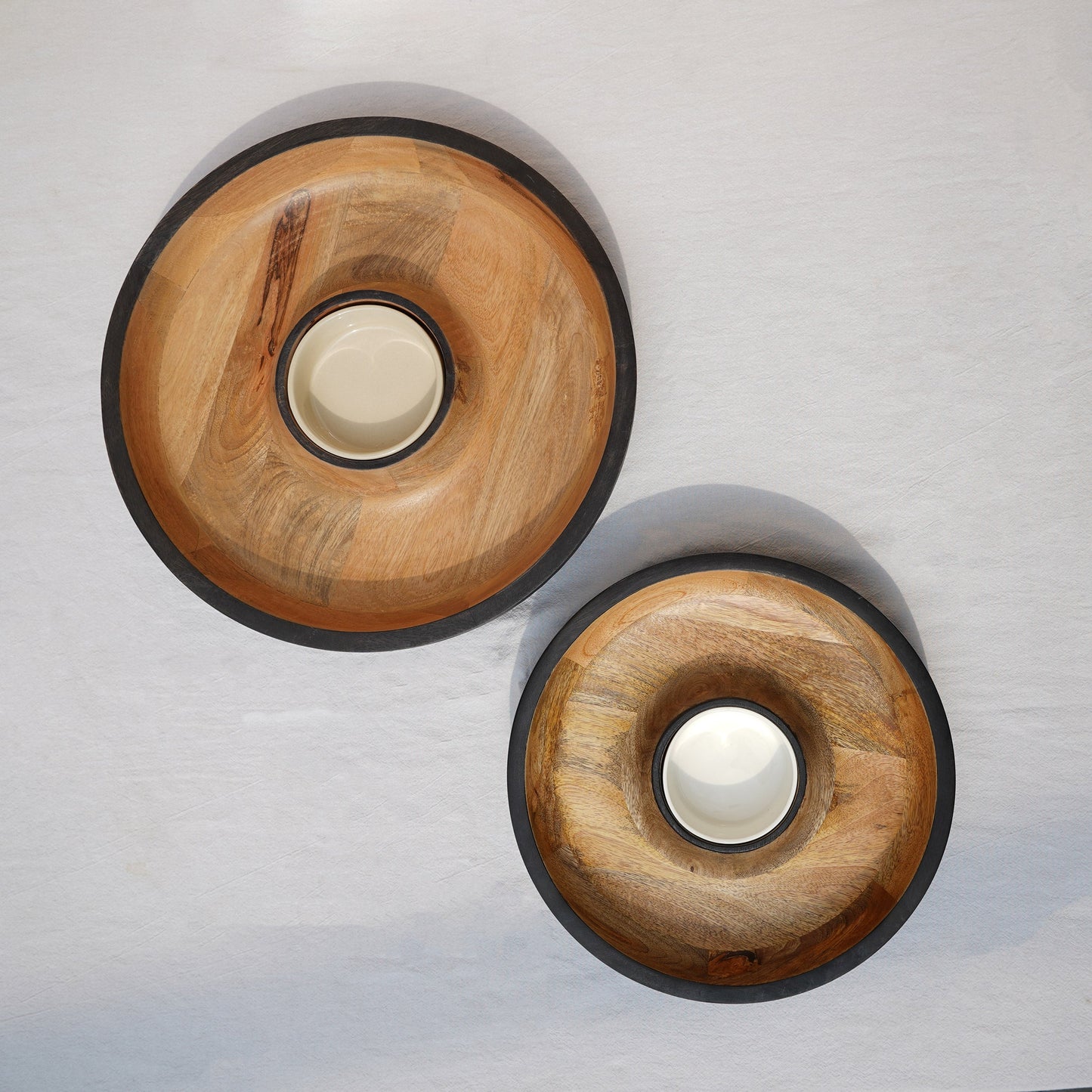Dual Tone Wooden Chip & Dip | Mango Wood