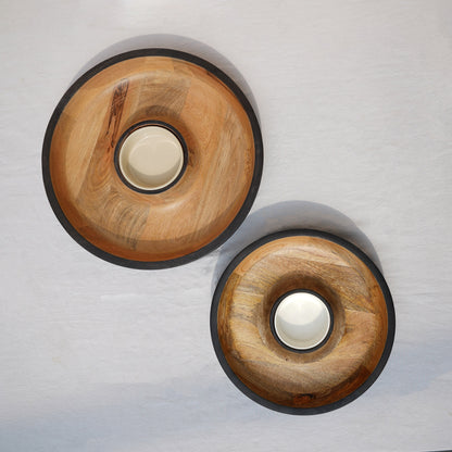 Dual Tone Wooden Chip & Dip | Mango Wood