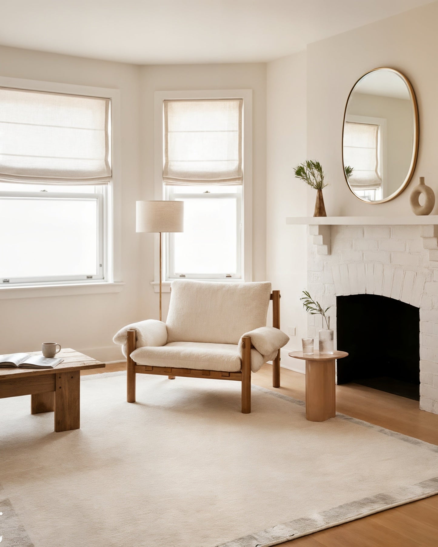 Fragment Wool & Silk Rug / White smoke | Popyuli