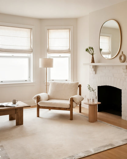 Fragment Wool & Silk Rug / White smoke | Popyuli