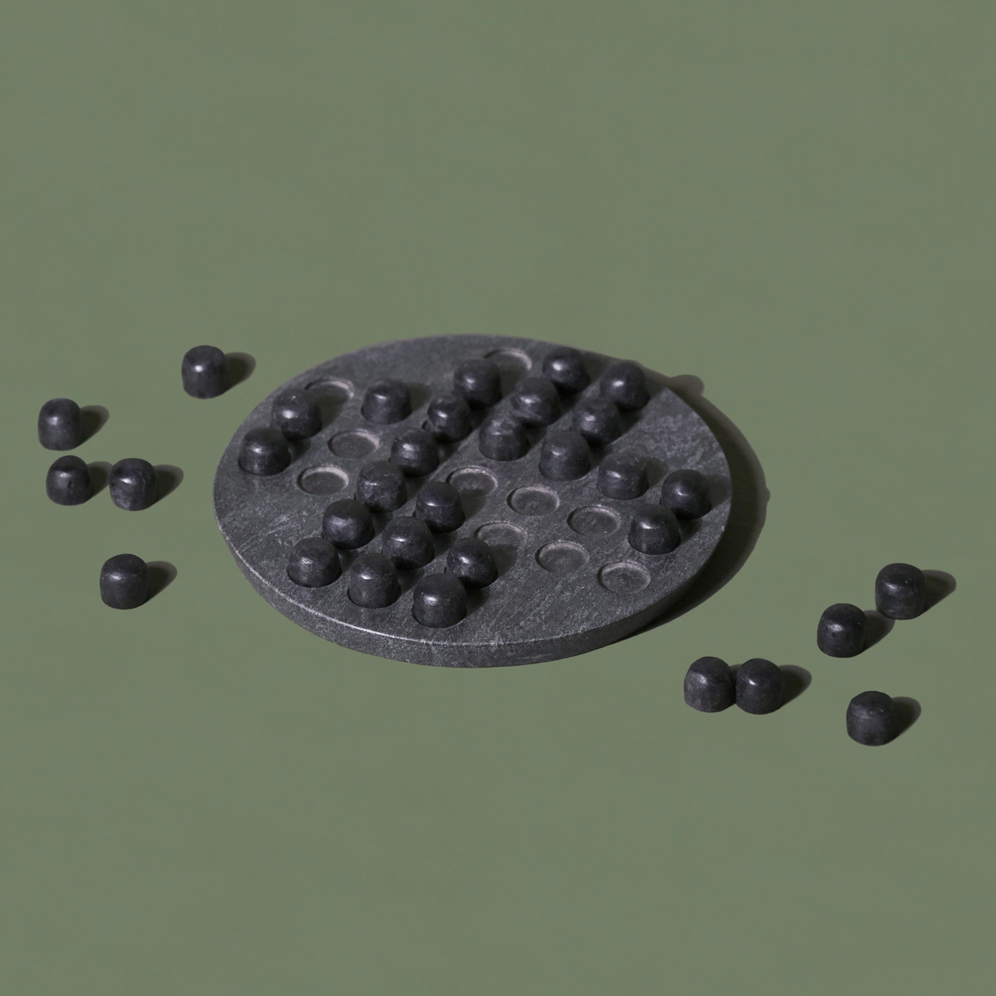 Black Marble Solitaire Board | Pure Black Marble