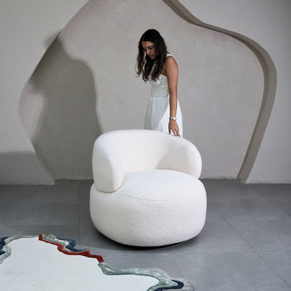 Leia Bouclé Swivel Chair - White