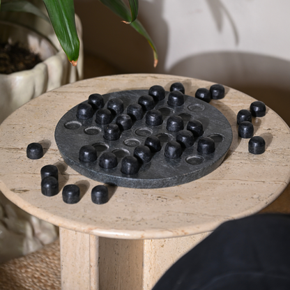 Black Marble Solitaire Board | Pure Black Marble