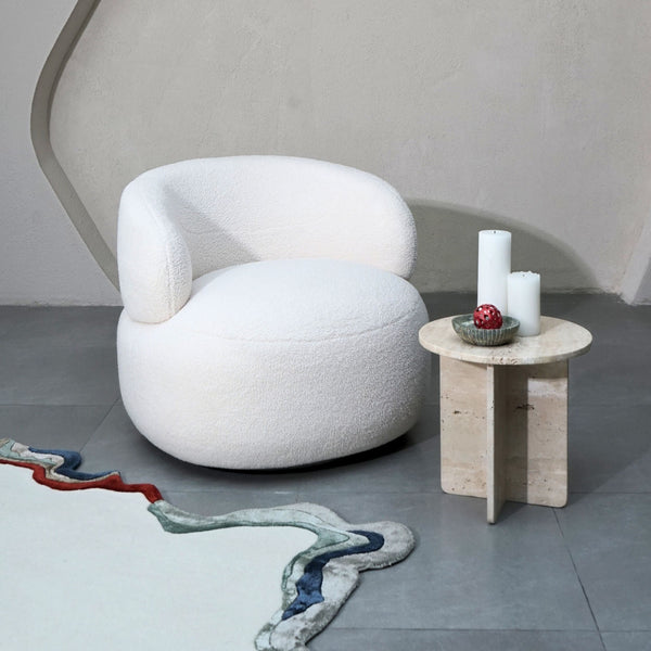 Leia Bouclé Swivel Chair - White
