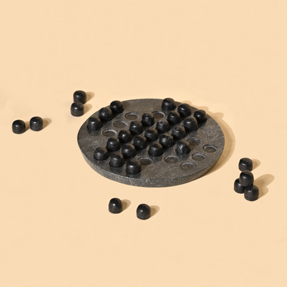 Black Marble Solitaire Board | Pure Black Marble