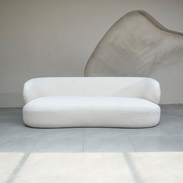 Faye Three Seater Bouclé Sofa - White