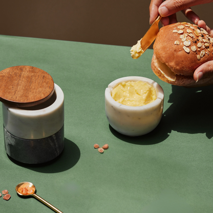 Marble Butter Dish With Gold Knife