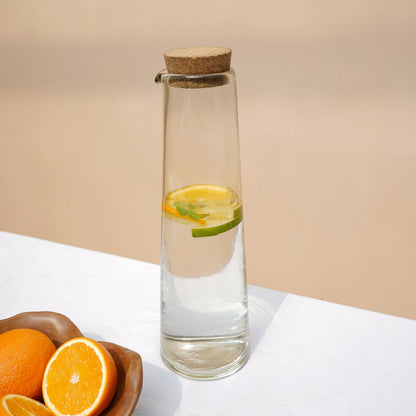 Glass Carafe with Cork Lid | Handblown India