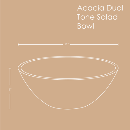 Dual Tone Acacia Wood Salad Bowl