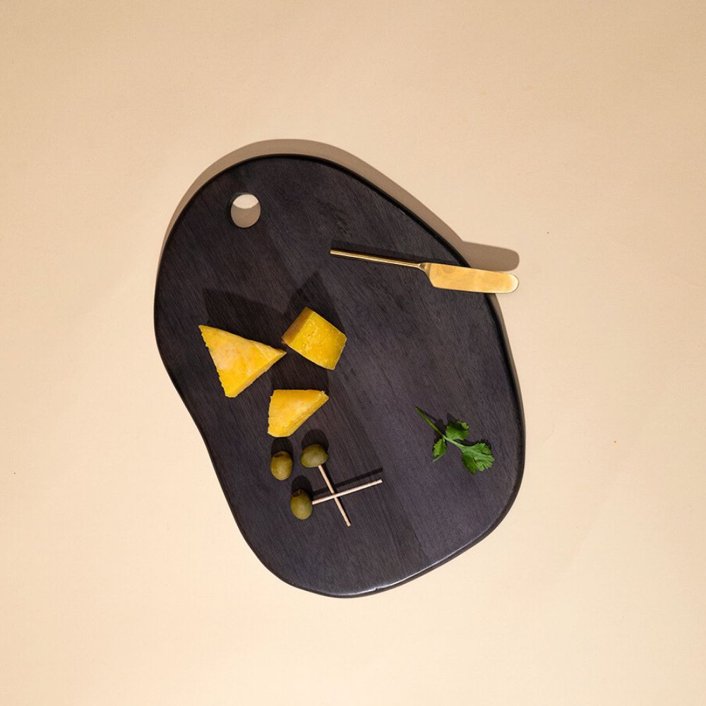 Black Wash Mango Wood Platter | Organic Form