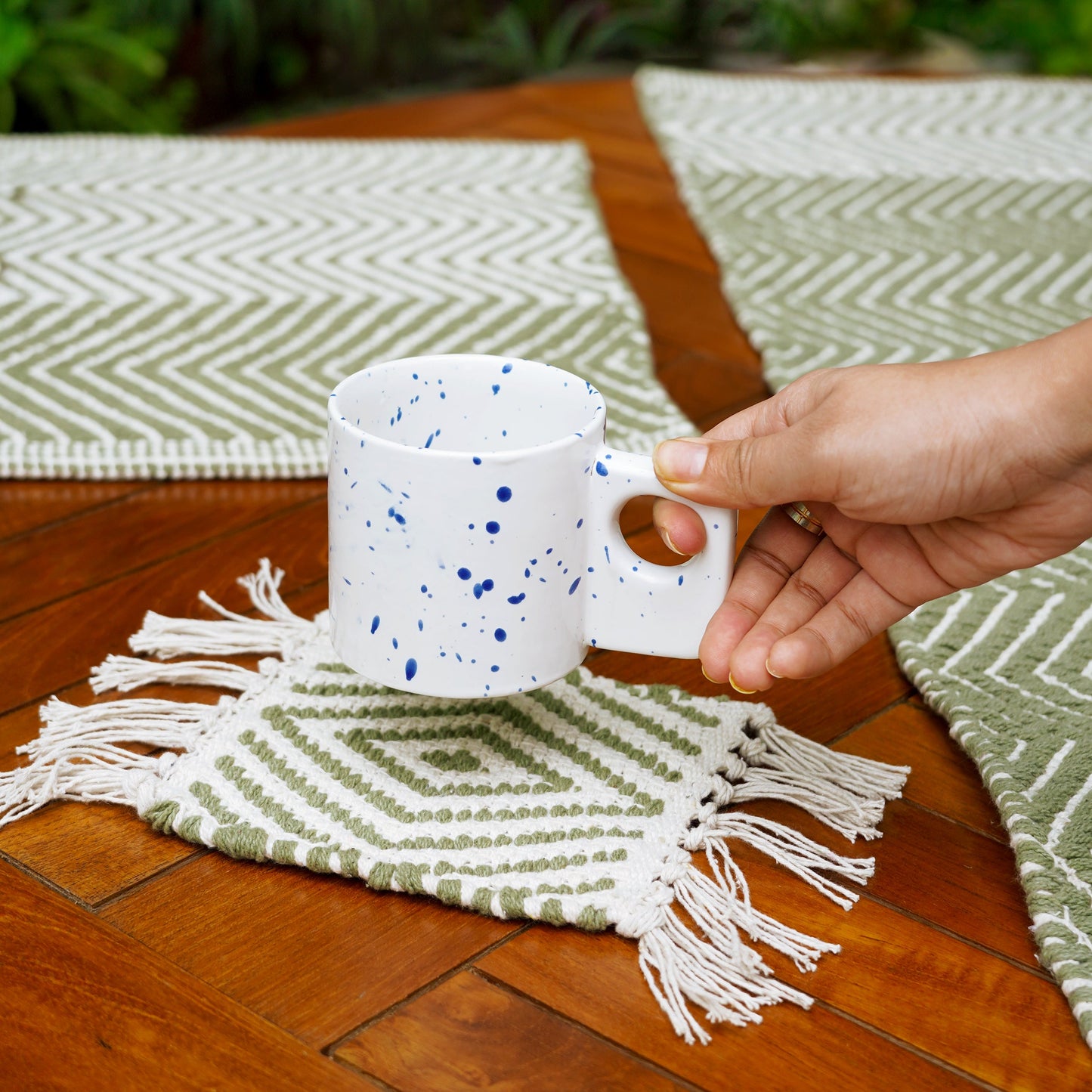 Handwoven Mug Rugs | Set of 2 | Organic Cotton