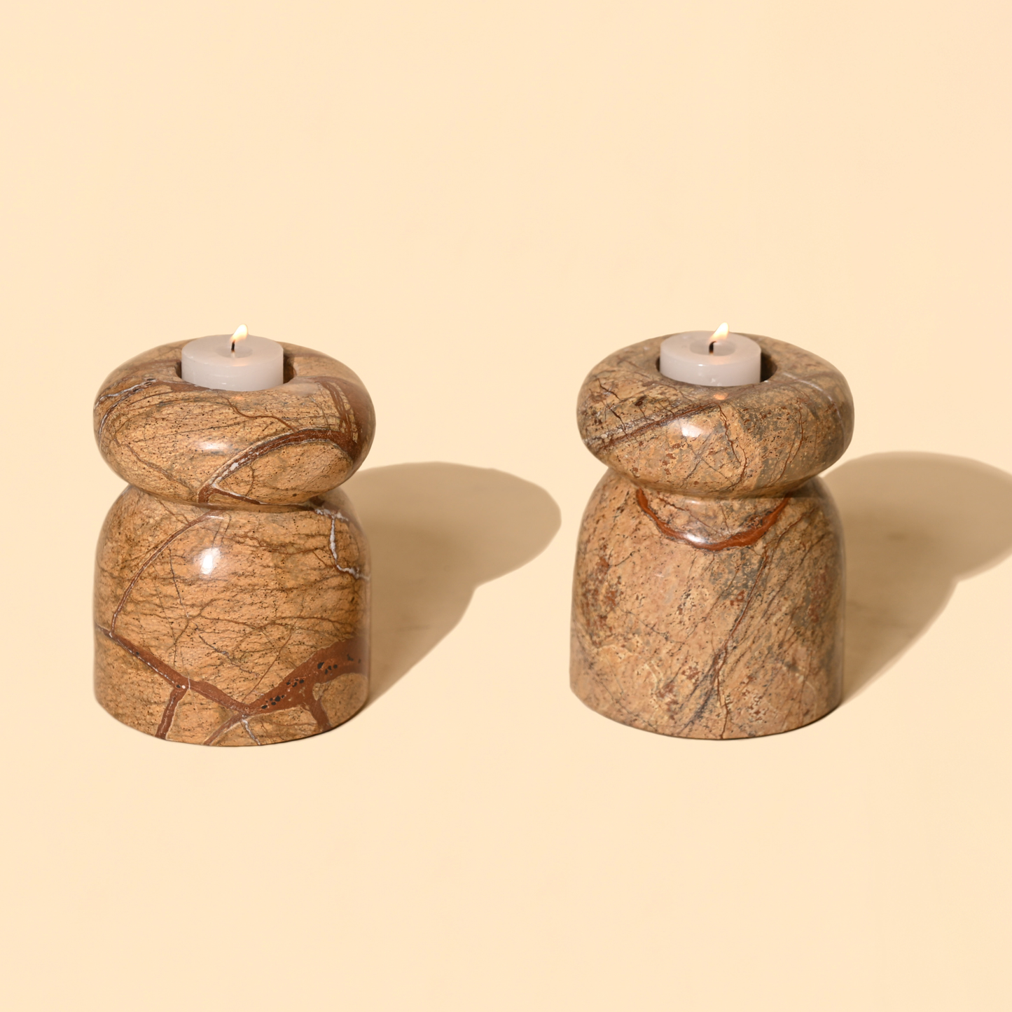 Astra Marble Tealight Holder | Rainforest Brown