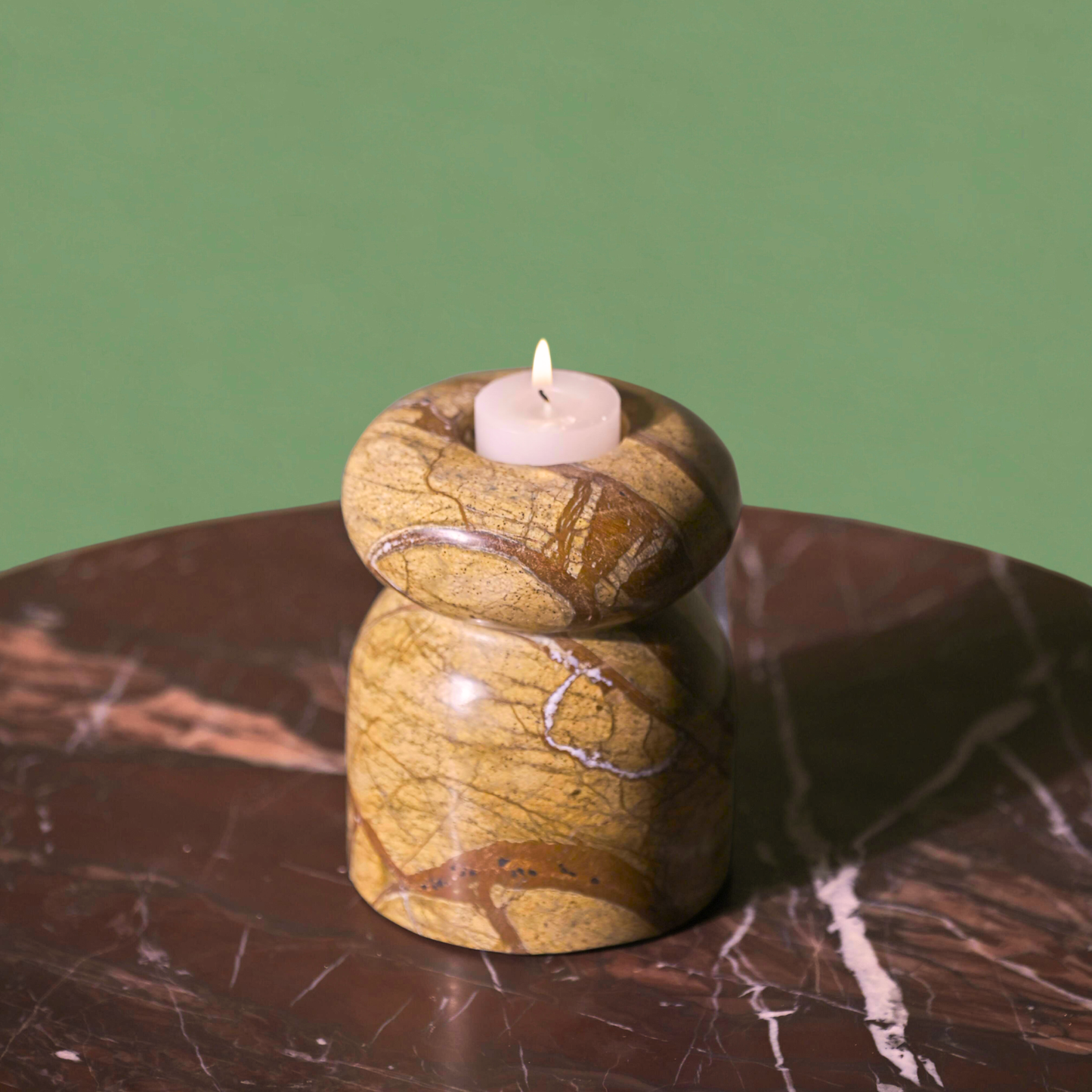 Astra Marble Tealight Holder | Rainforest Brown