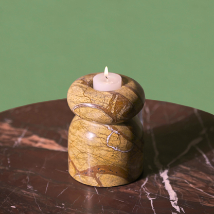 Astra Marble Tealight Holder | Rainforest Brown