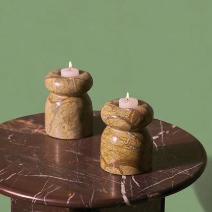Astra Marble Tealight Holder | Rainforest Brown
