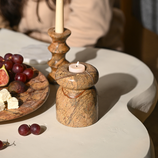 Astra Marble Tealight Holder | Rainforest Brown
