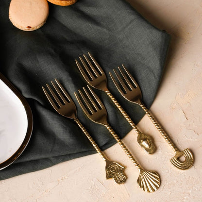 Brass Dessert Forks (Set of 4)