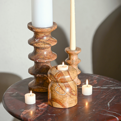 Astra Marble Candle Holders | Set of 2