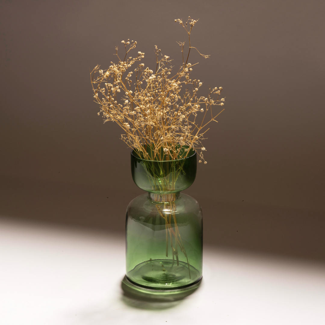 Sage Green Tinted Glass Vase | Handblown India