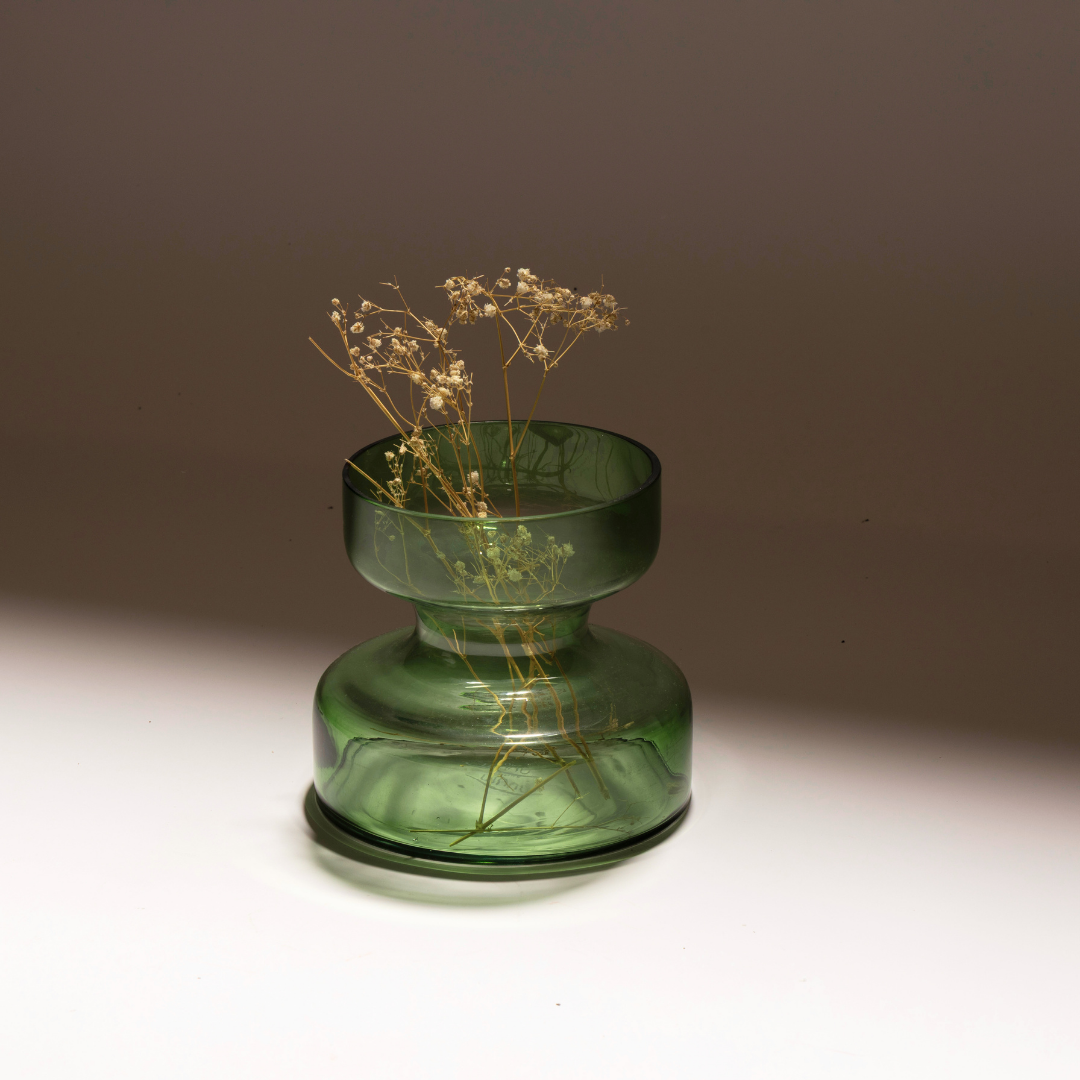 Sage Green Tinted Glass Vase | Handblown India
