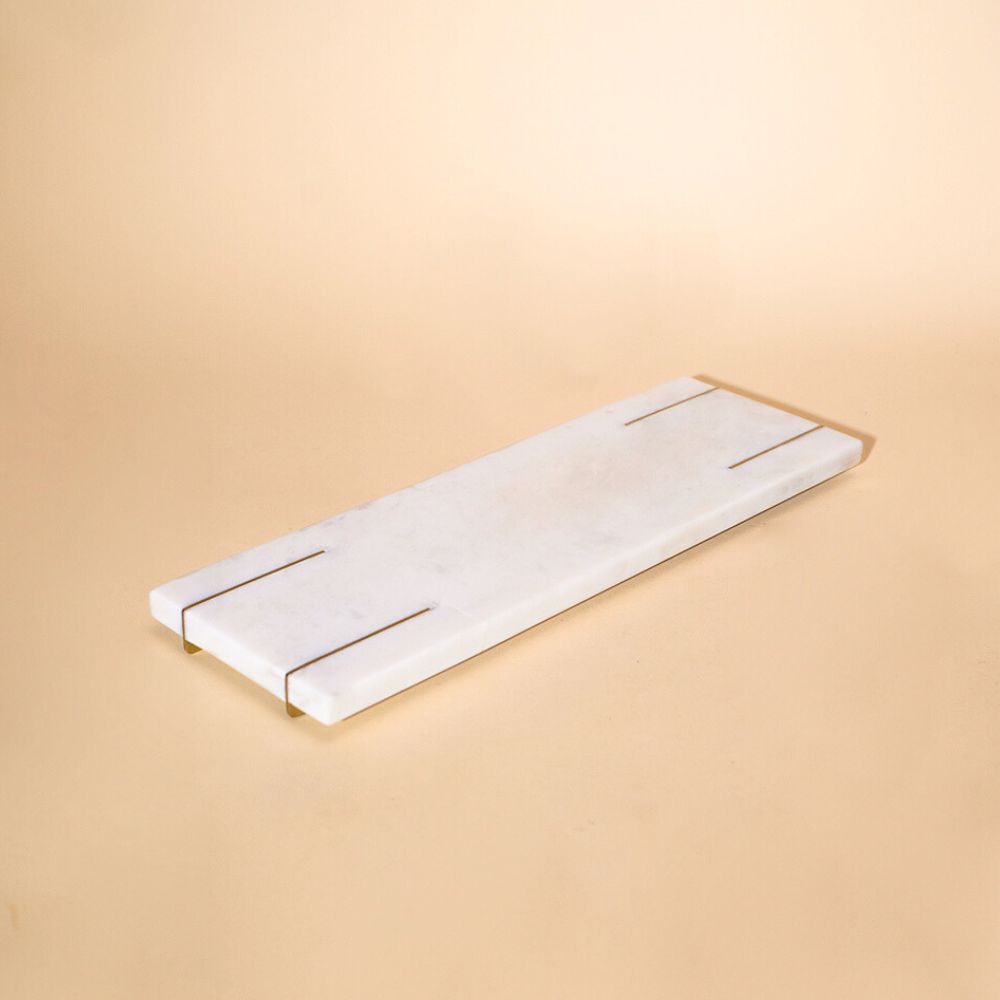 Marble Tray With Brass Feet | Black & White