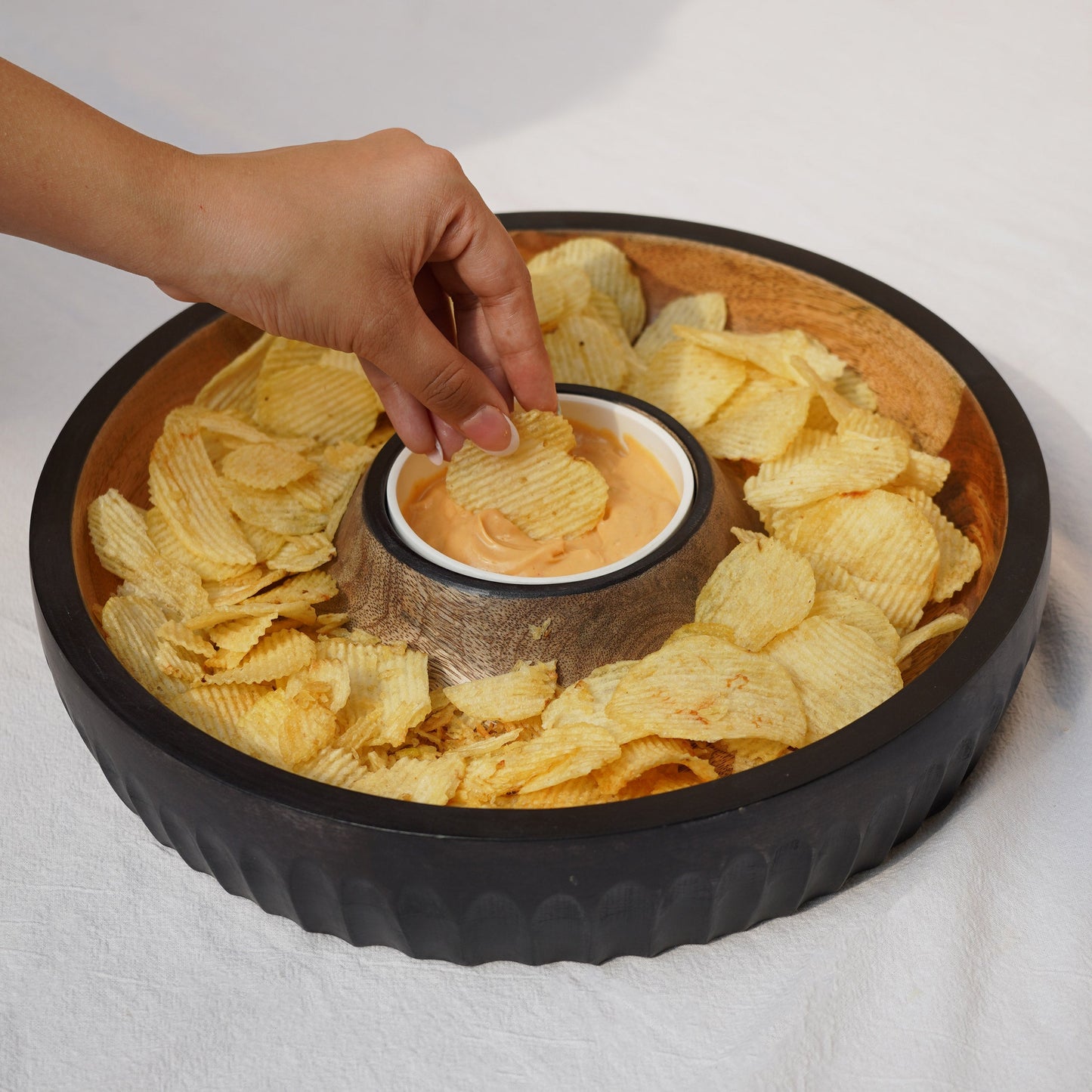 Dual Tone Wooden Chip & Dip | Mango Wood