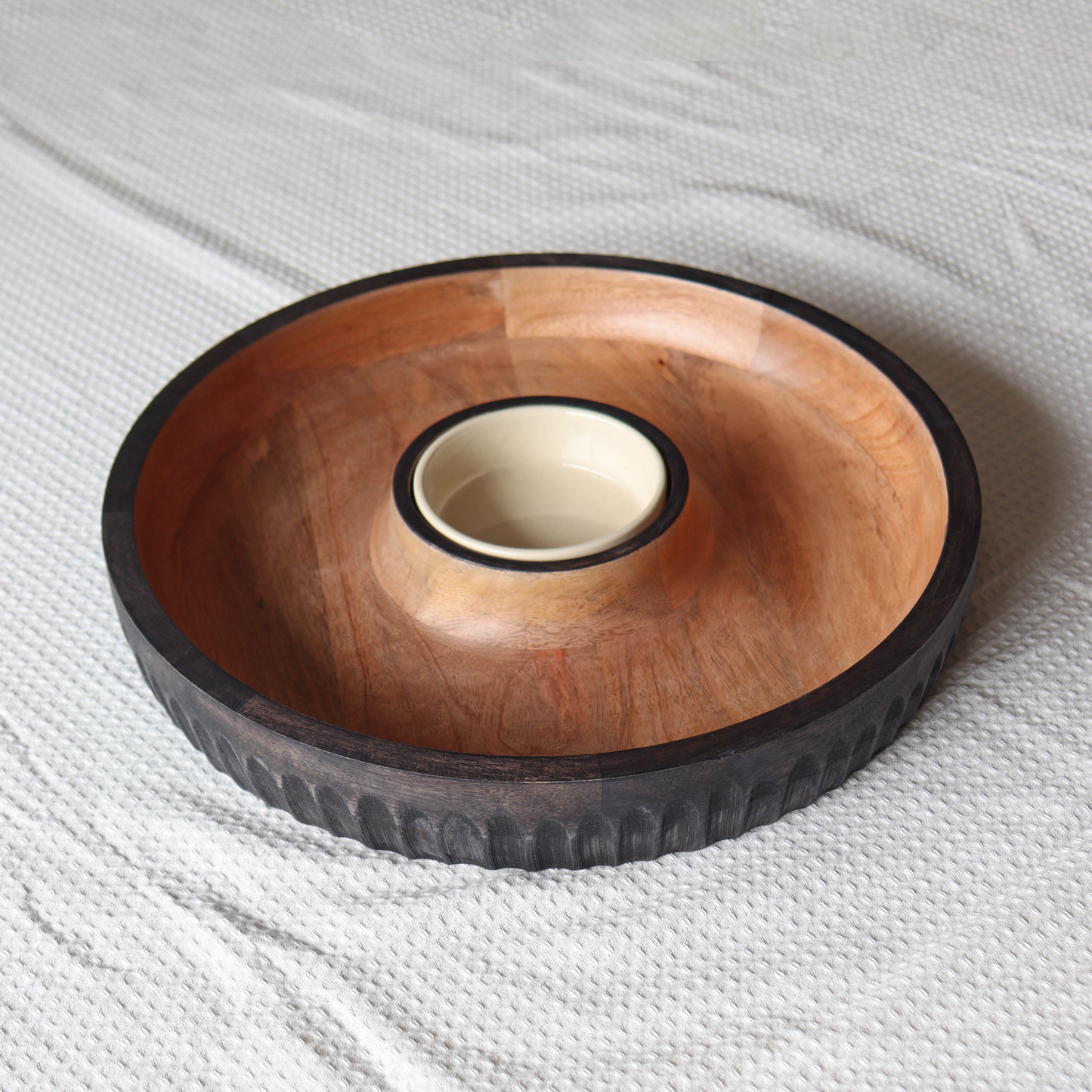 Dual Tone Wooden Chip & Dip | Mango Wood