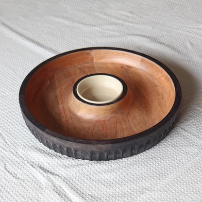 Dual Tone Wooden Chip & Dip | Mango Wood