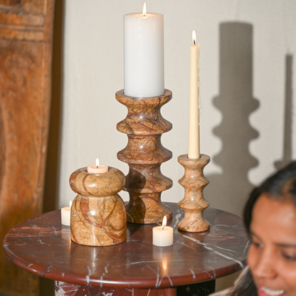 Astra Marble Candle Holders | Set of 2
