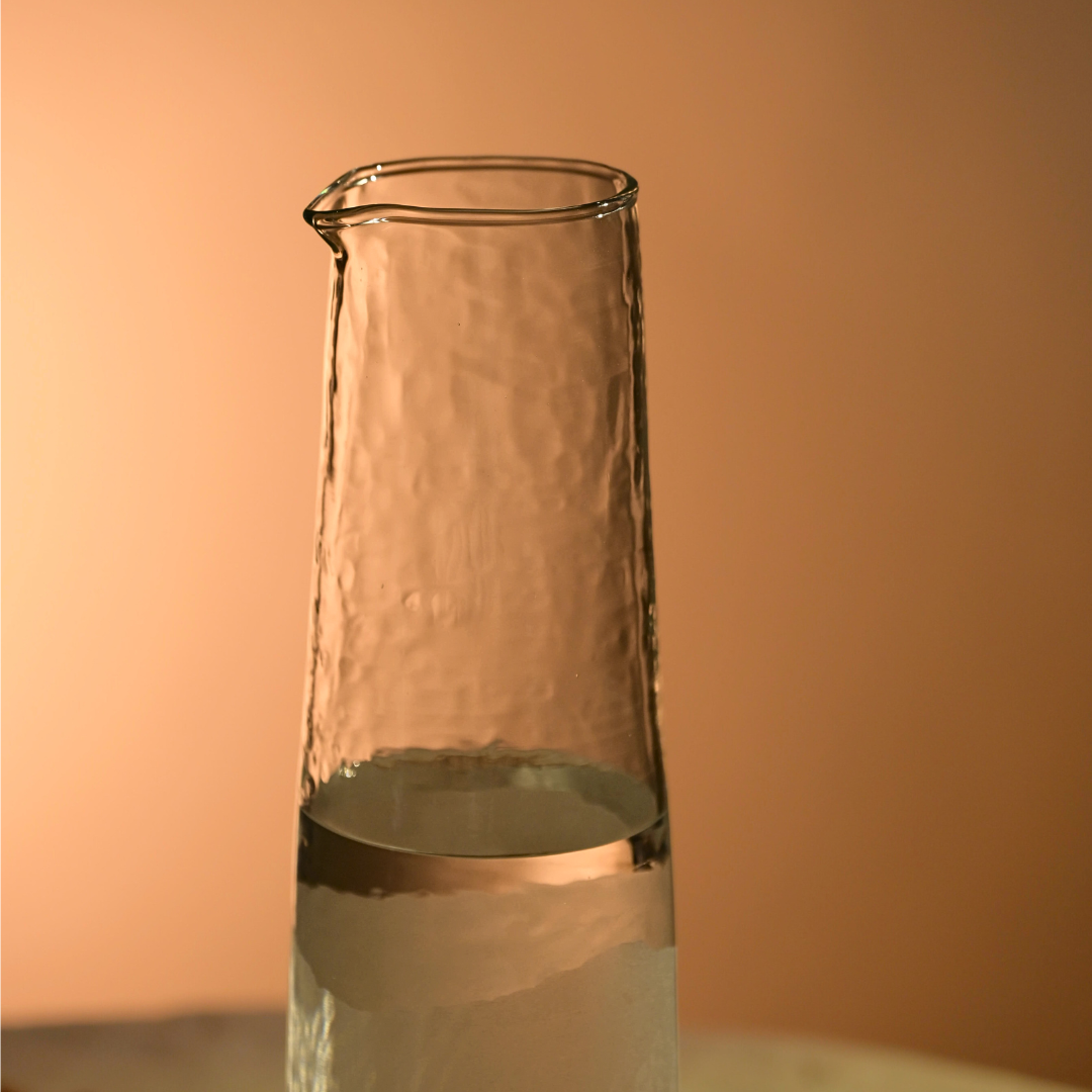 Frosted Hammered Glass Carafe | Handblown India