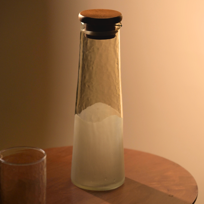 Frosted Hammered Glass Carafe | Handblown India