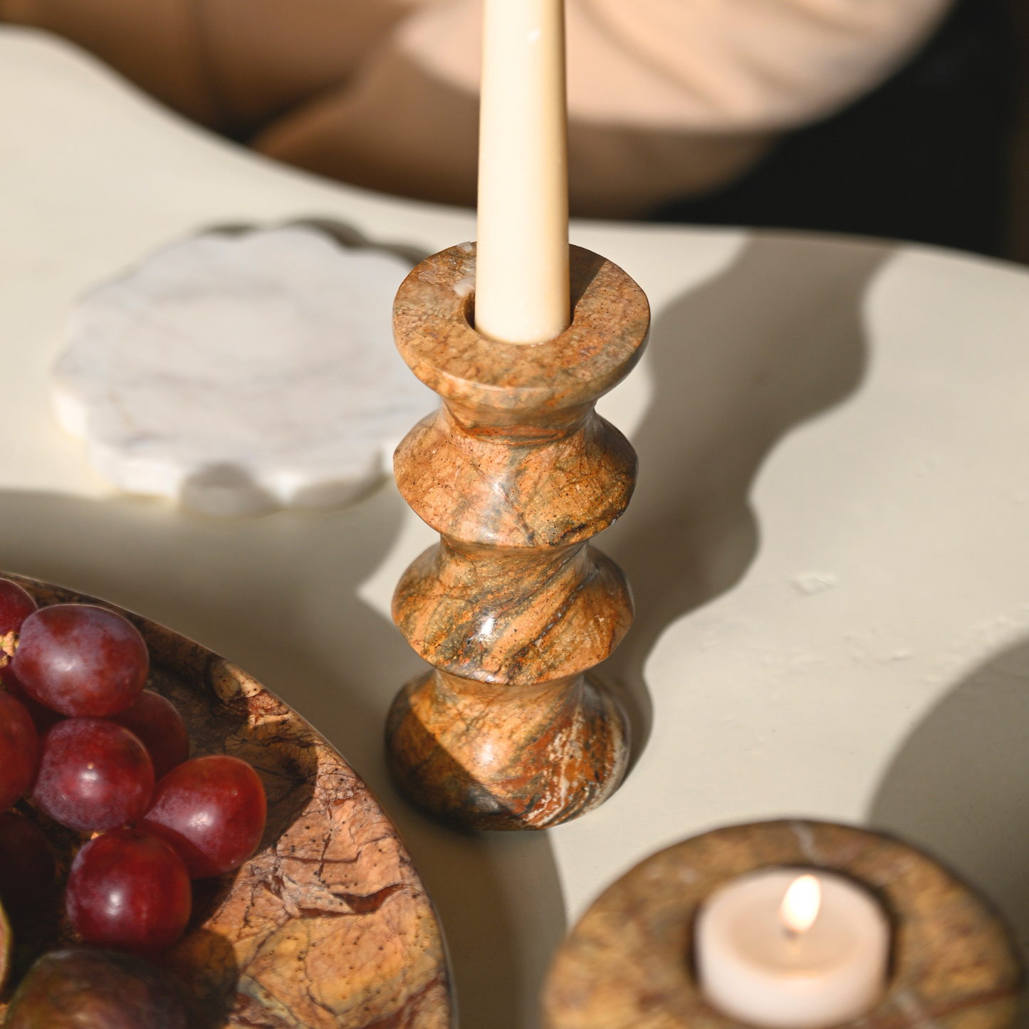Astra Marble Candle Holders | Set of 2