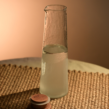 Frosted Hammered Glass Carafe | Handblown India