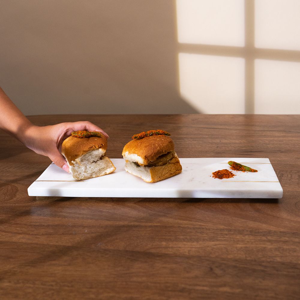 Marble Tray With Brass Feet | Black & White