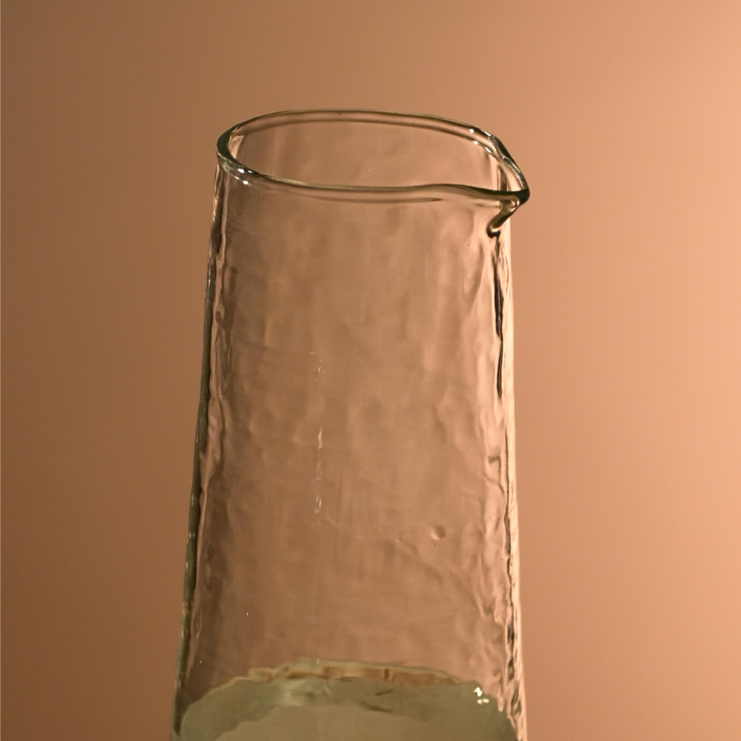 Frosted Hammered Glass Carafe | Handblown India