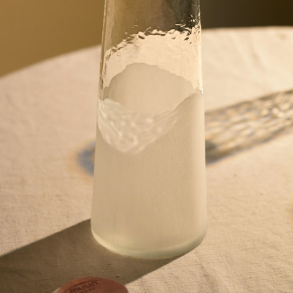 Frosted Hammered Glass Carafe | Handblown India