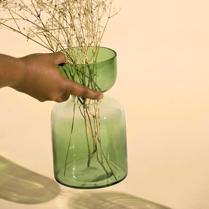 Sage Green Tinted Glass Vase | Handblown India