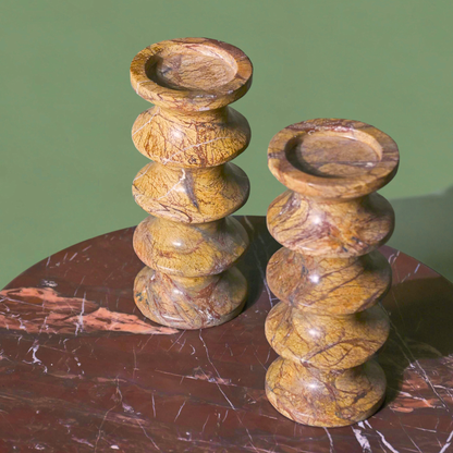 Astra Marble Candle Holders | Set of 2