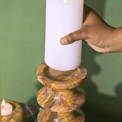 Astra Marble Candle Holders | Set of 2