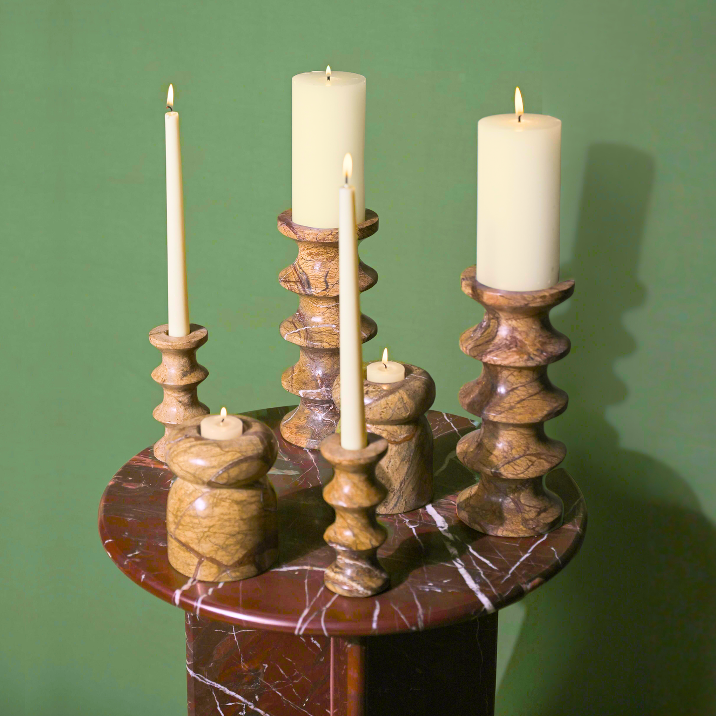 Astra Marble Candle Holders | Set of 2