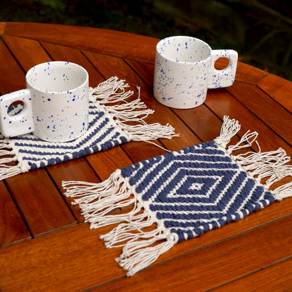 Handwoven Mug Rugs | Set of 2 | Organic Cotton