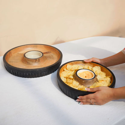 Dual Tone Wooden Chip & Dip | Mango Wood