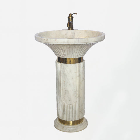 WHITE MARBLE PEDESTAL SINK