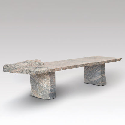 The Drift Sculptural Bench | Hand-Carved Pink Granite
