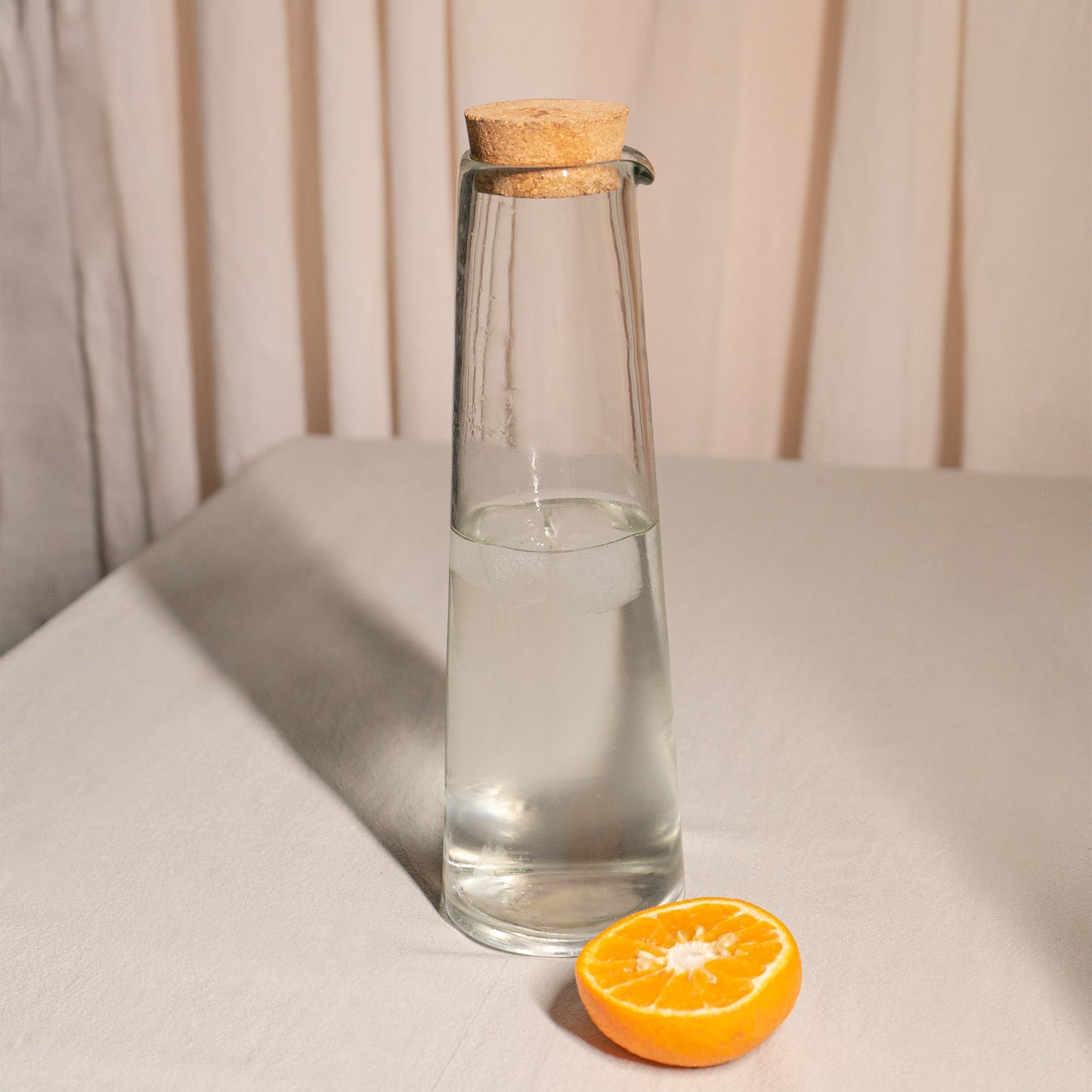 Glass Carafe with Cork Lid | Handblown India