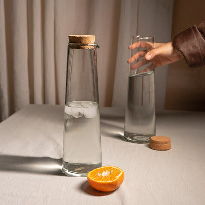 Glass Carafe with Cork Lid | Handblown India