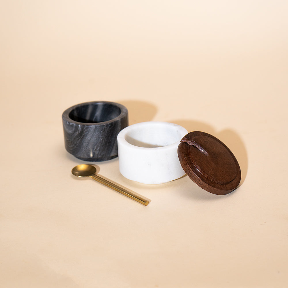 Stacked Marble Spread Jars | Set of 2 | With Lid