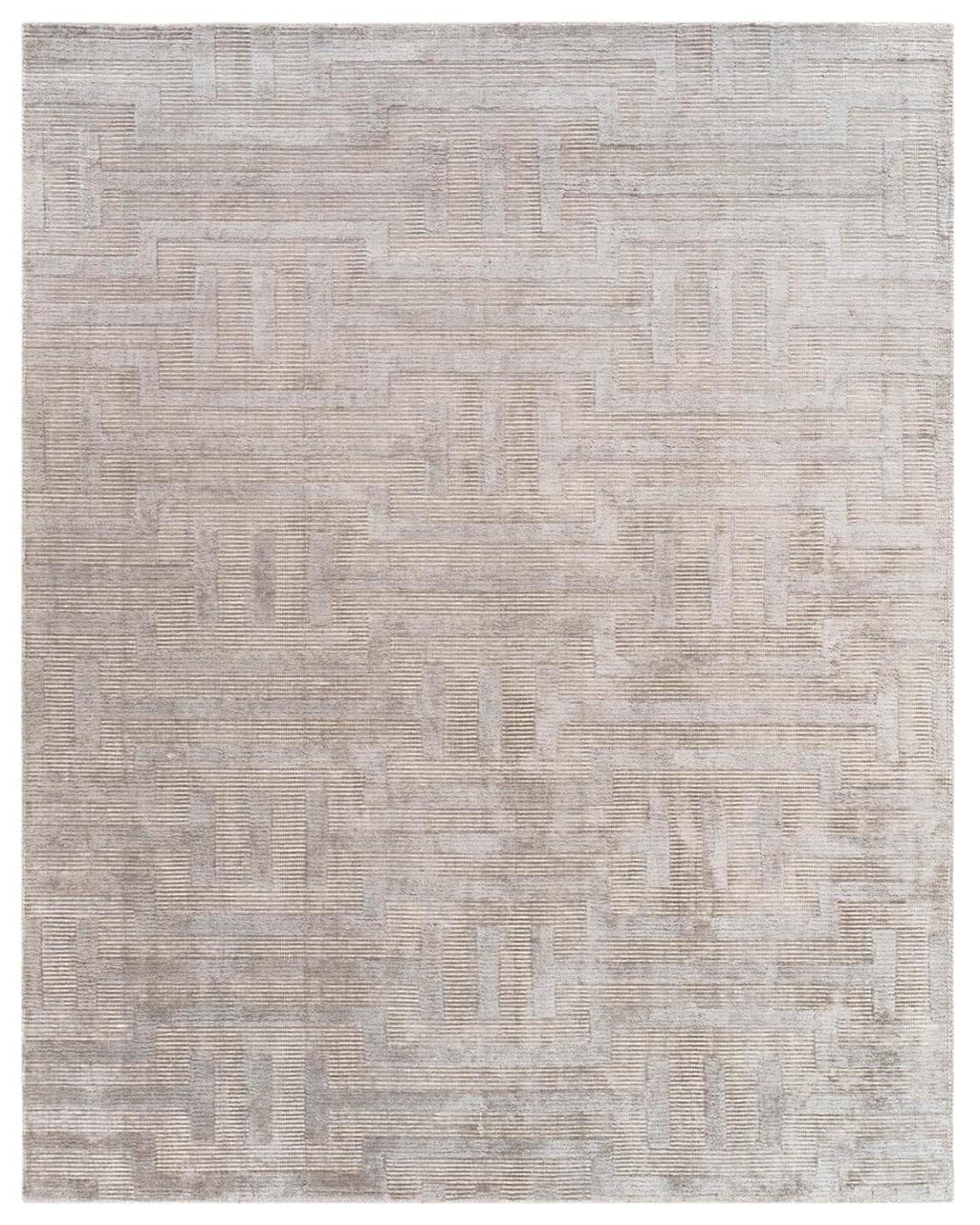 White Metal Wool & Silk Rug | Popyuli