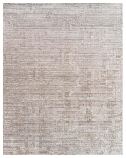 White Metal Wool & Silk Rug | Popyuli