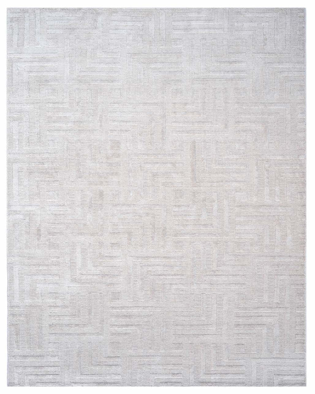 White Gold Wool & Silk Rug | Popyuli